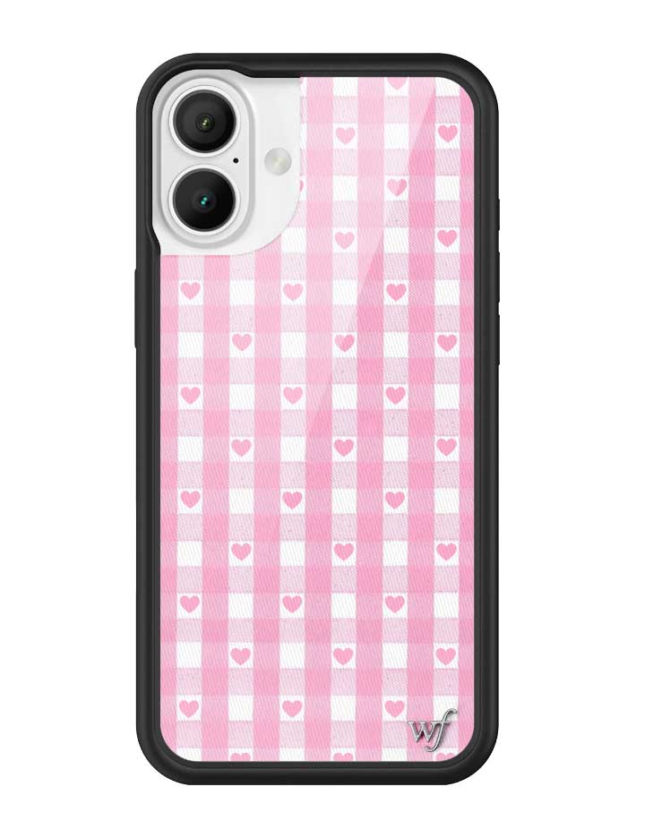 Pink Gingham Hearts iPhone Case with Durable Protective Bumper - Image 5