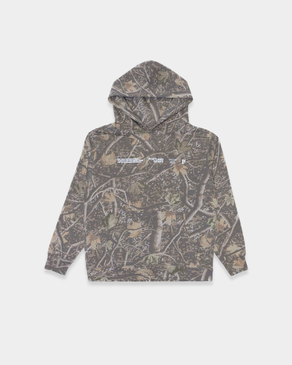 Youth Sueded Leaf Print Hoodie with Slogan Design - Image 2