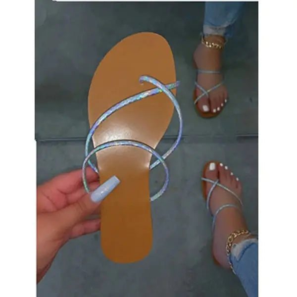 Women's Gold Strappy Flat Sandals for Summer Beach Wear - Image 17