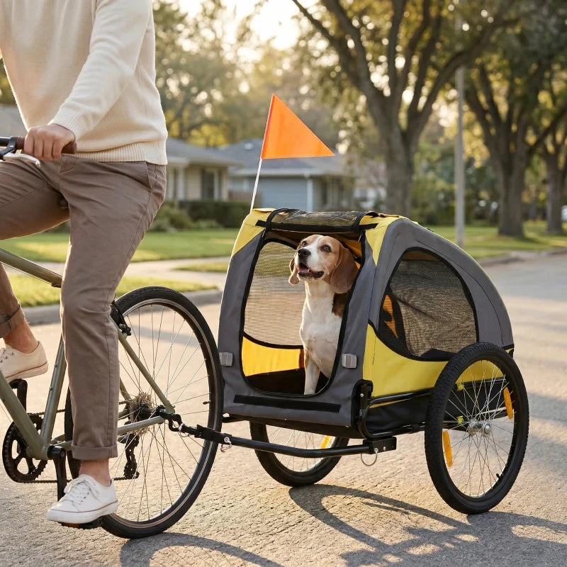 Dog Bike Trailer, Pet Stroller with Wheels for Medium Dogs