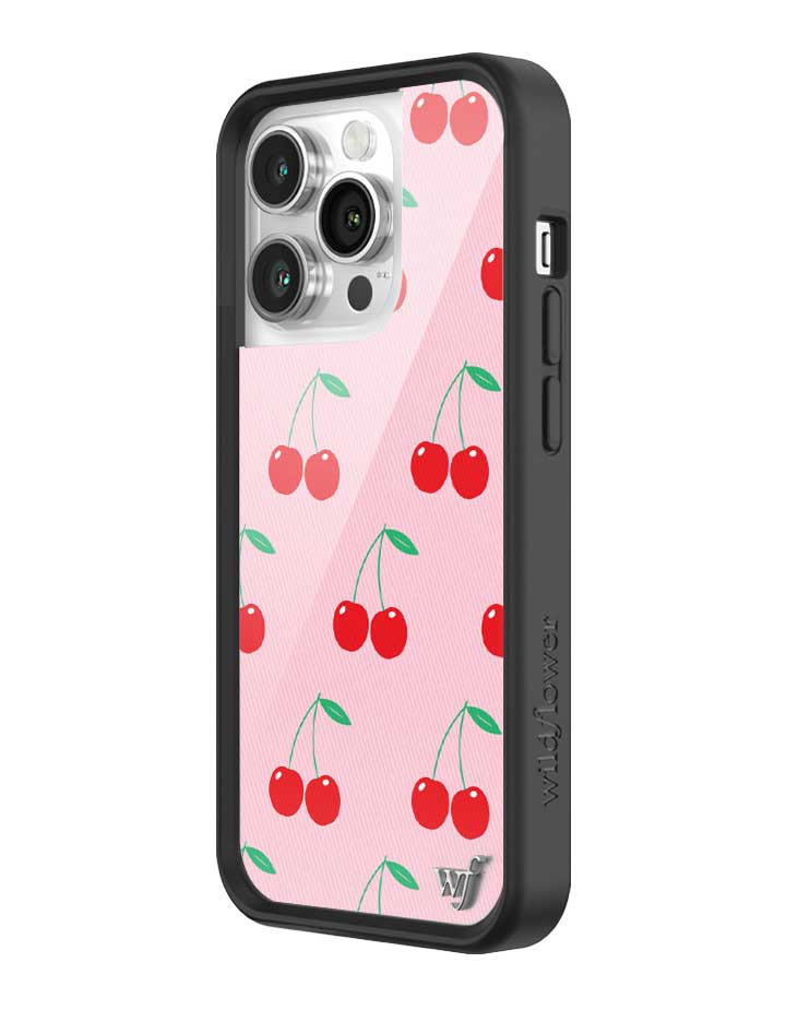 Pink Cherries Protective iPhone Case with Black Bumper - Image 22