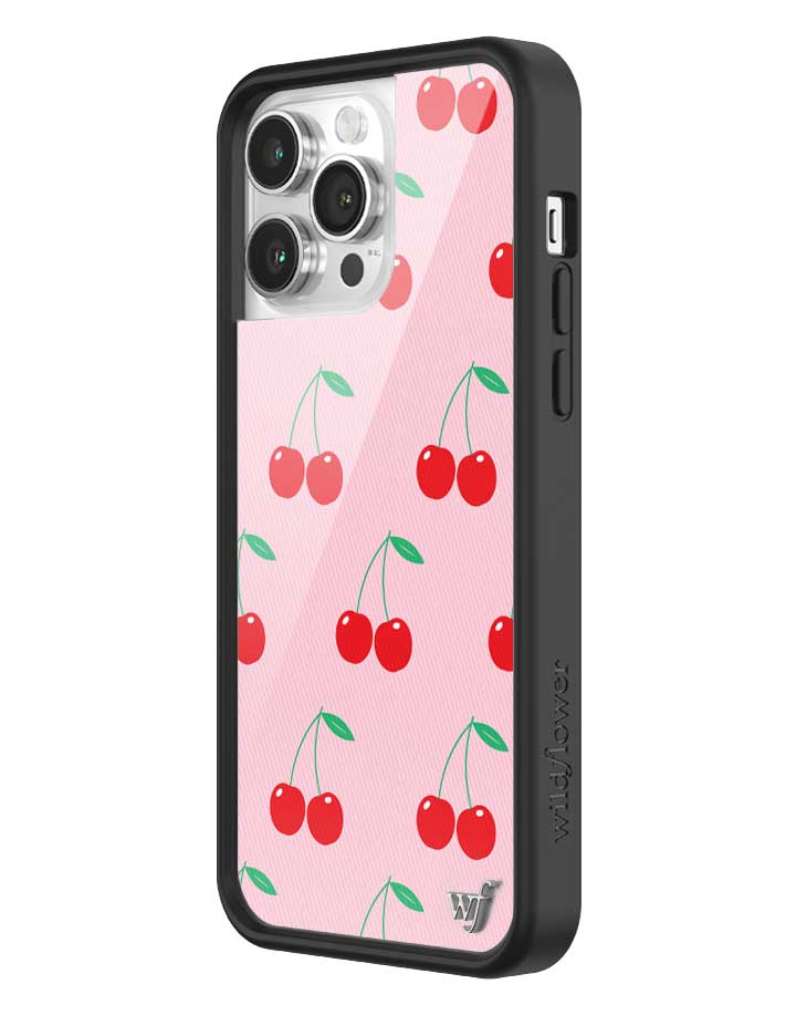 Pink Cherries Protective iPhone Case with Black Bumper - Image 18