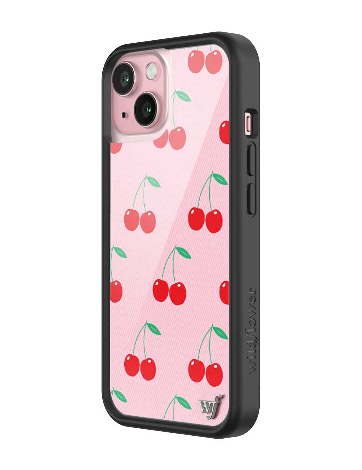 Pink Cherries Protective iPhone Case with Black Bumper - Image 16