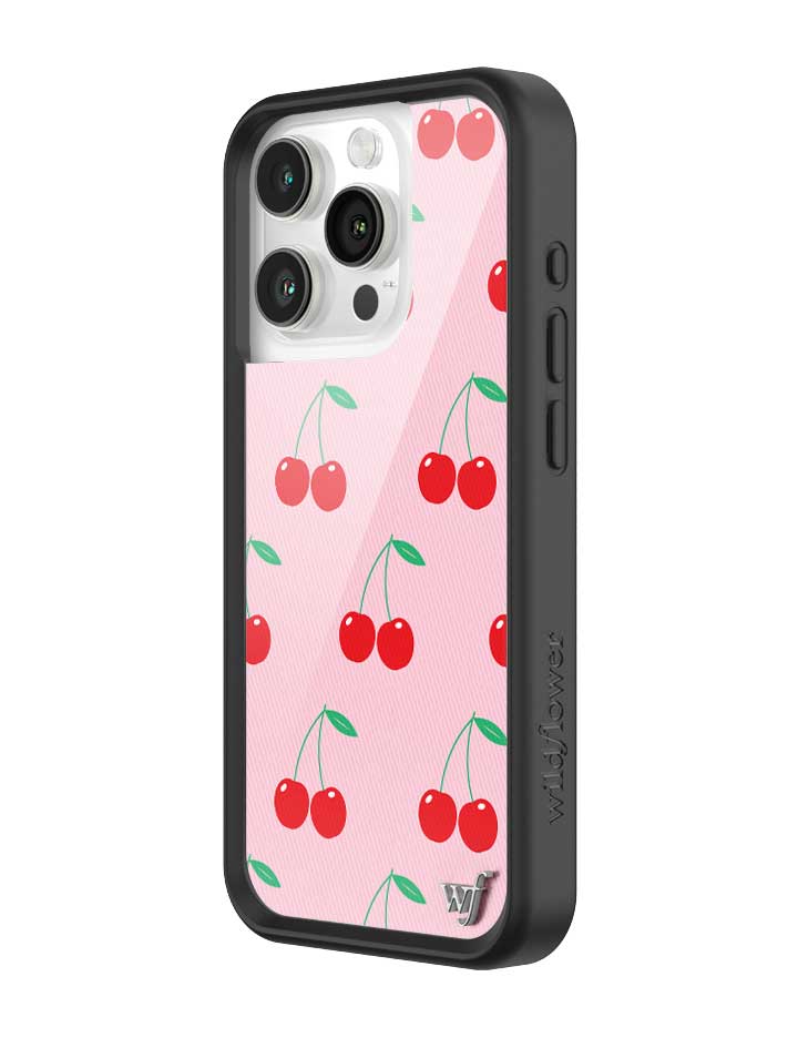 Pink Cherries Protective iPhone Case with Black Bumper - Image 14