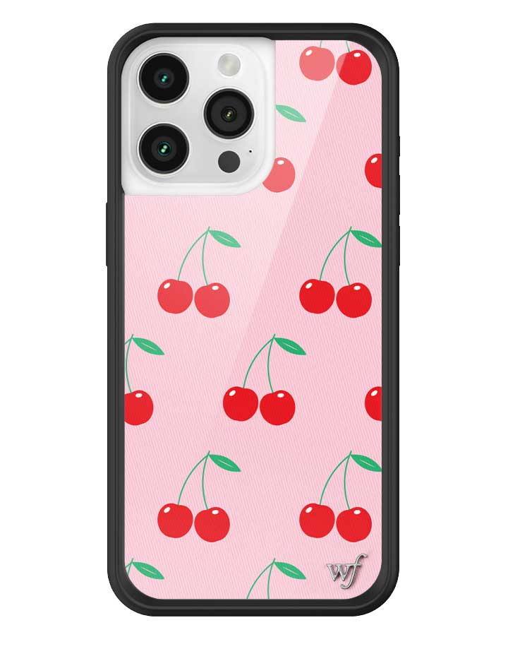 Pink Cherries Protective iPhone Case with Black Bumper - Image 9
