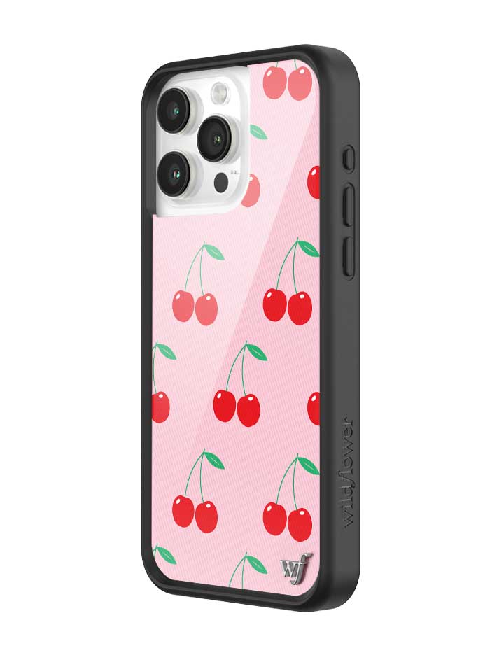Pink Cherries Protective iPhone Case with Black Bumper - Image 10