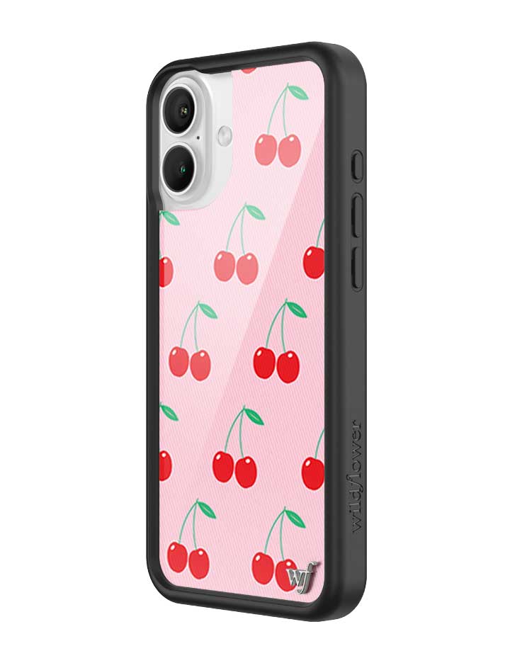 Pink Cherries Protective iPhone Case with Black Bumper - Image 4