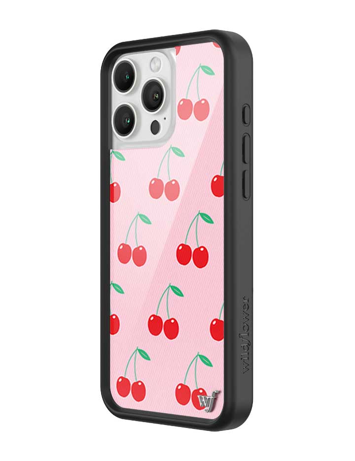 Pink Cherries Protective iPhone Case with Black Bumper - Image 2