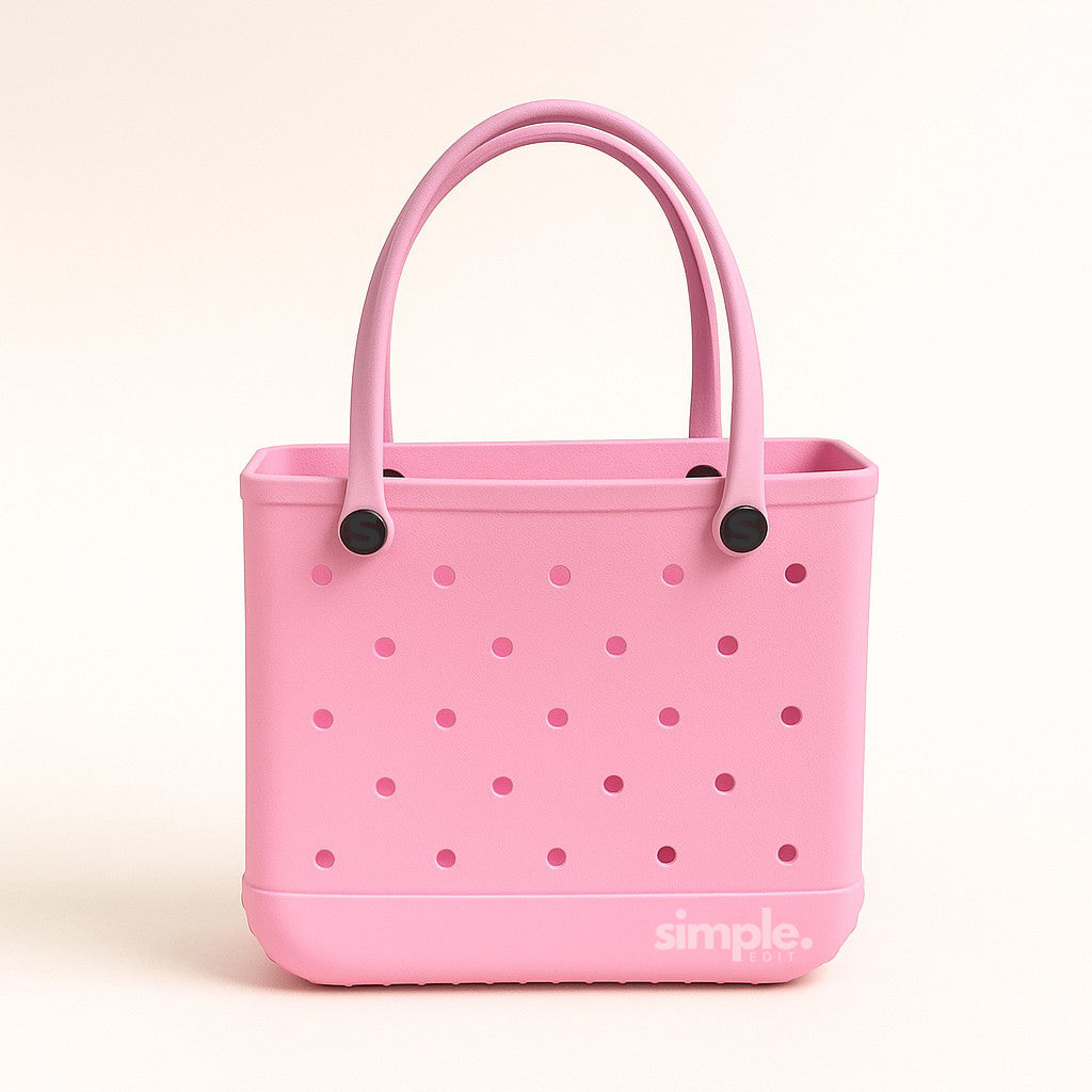 Waterproof Rubber EVA Tote Bag Set of 3 in Pink Tones