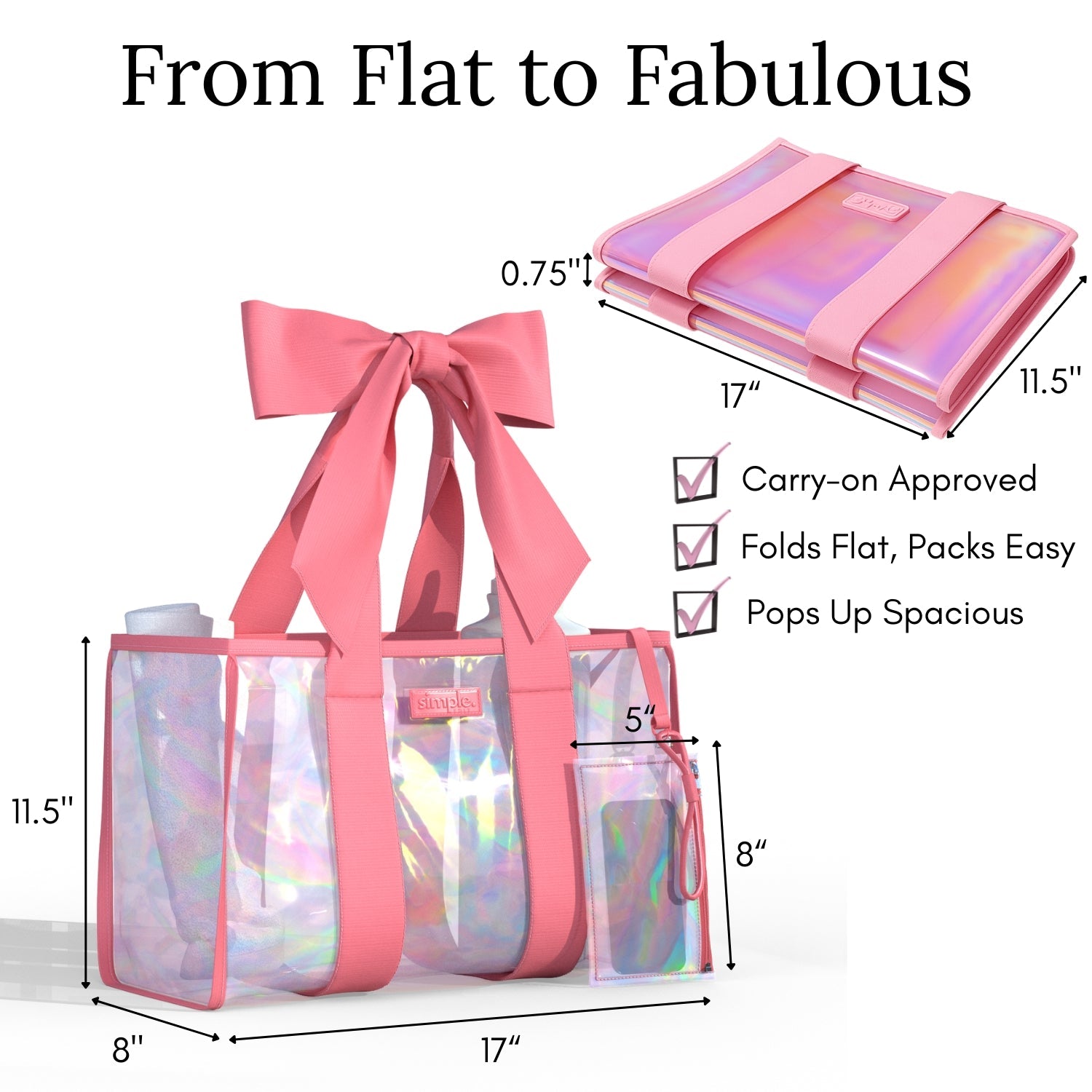BowMe Prism Tote with Phone Pouch in Prism Pink & Purple