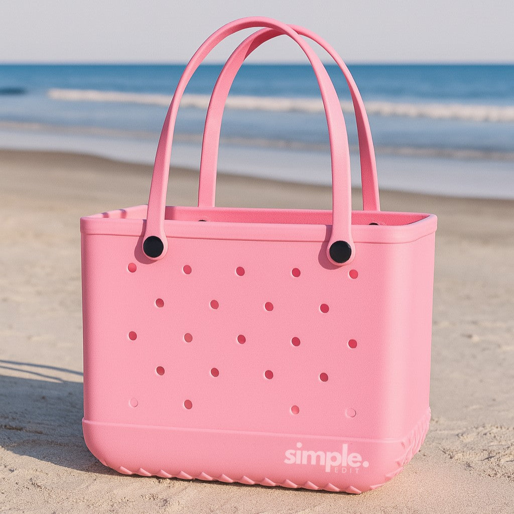 Waterproof Rubber EVA Tote Bag Set of 3 in Pink Tones