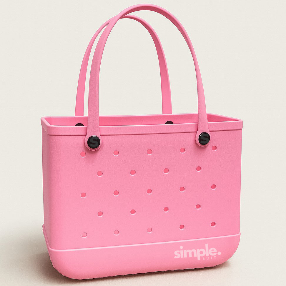 Waterproof Rubber EVA Tote Bag Set of 3 in Pink Tones