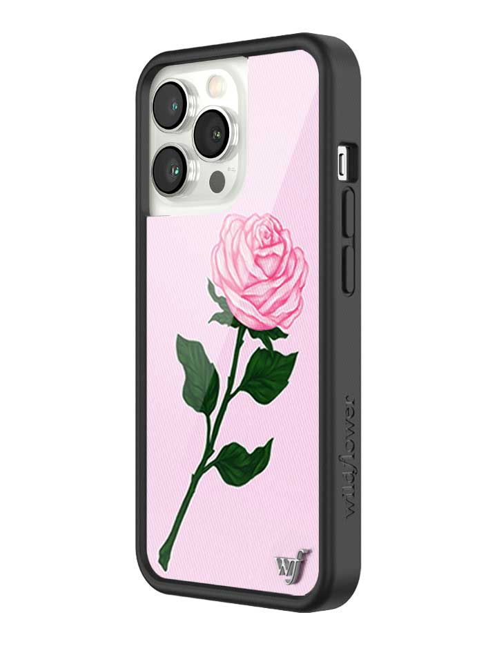 Pink Rose iPhone Case with Protective Black Rubber Bumper