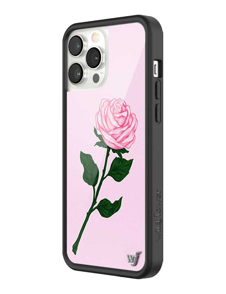 Pink Rose iPhone Case with Protective Black Rubber Bumper