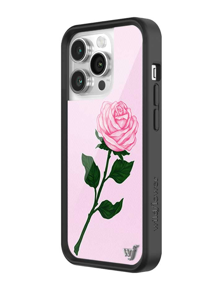 Pink Rose iPhone Case with Protective Black Rubber Bumper