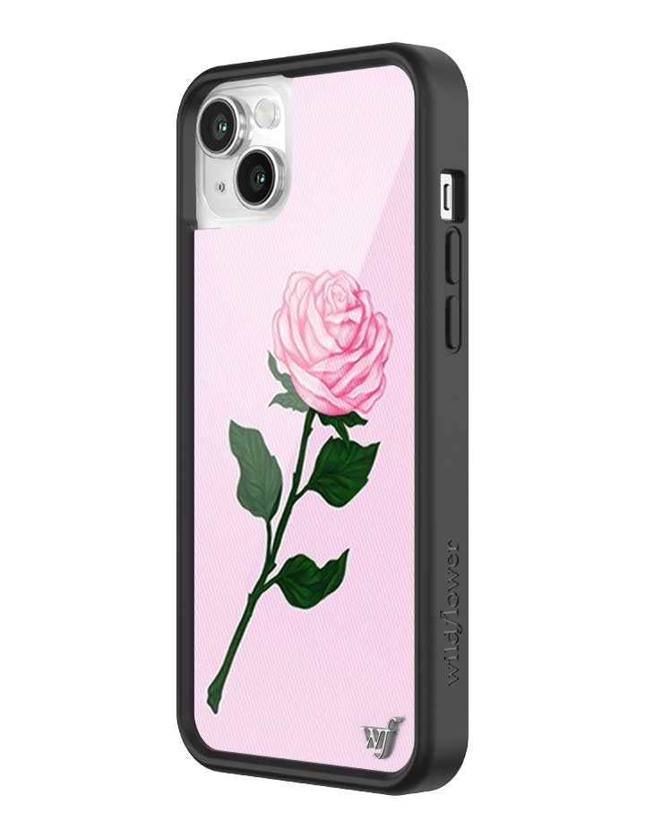 Pink Rose iPhone Case with Protective Black Rubber Bumper