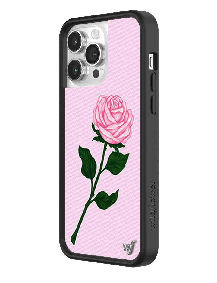 Pink Rose iPhone Case with Protective Black Rubber Bumper