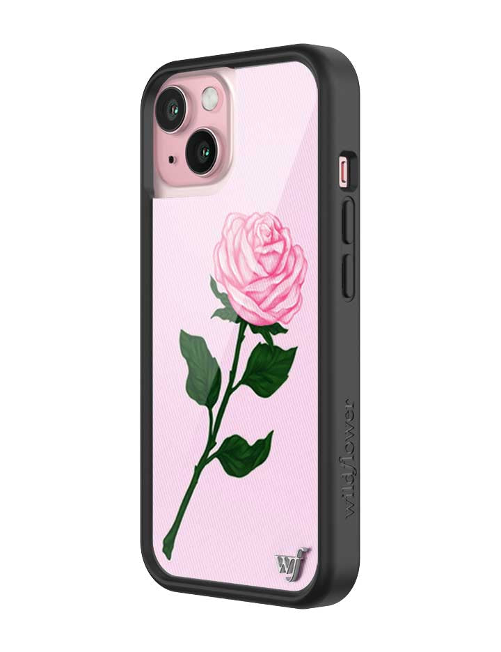 Pink Rose iPhone Case with Protective Black Rubber Bumper