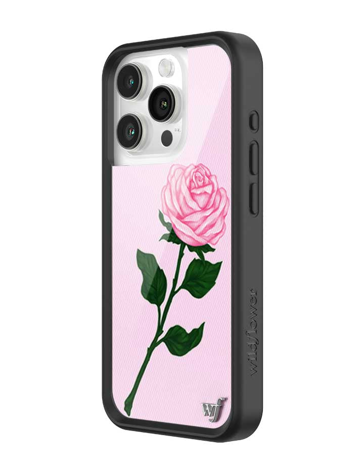 Pink Rose iPhone Case with Protective Black Rubber Bumper