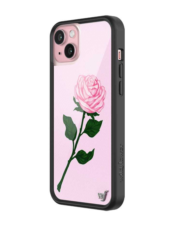 Pink Rose iPhone Case with Protective Black Rubber Bumper