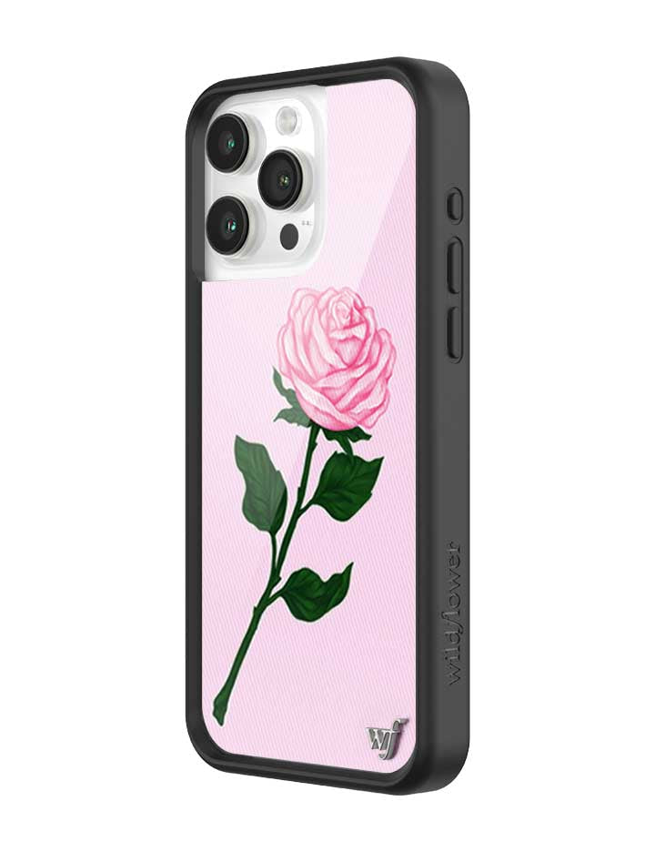 Pink Rose iPhone Case with Protective Black Rubber Bumper