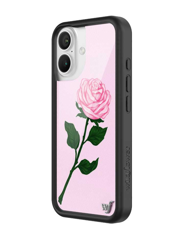 Pink Rose iPhone Case with Protective Black Rubber Bumper