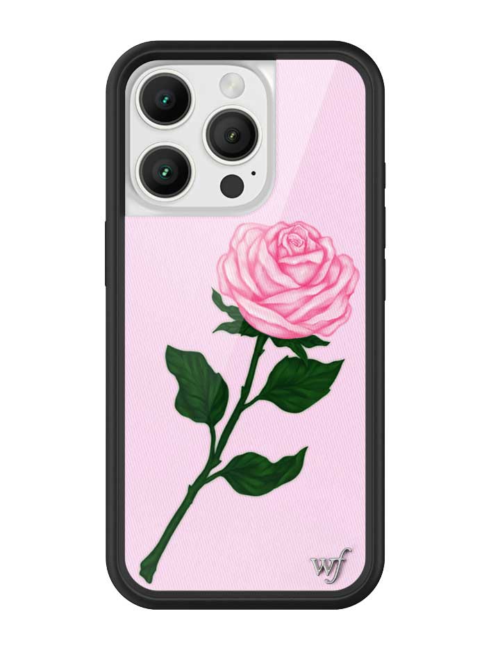 Pink Rose iPhone Case with Protective Black Rubber Bumper
