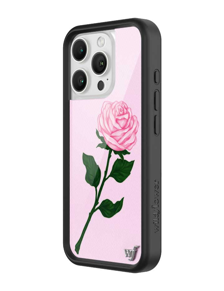 Pink Rose iPhone Case with Protective Black Rubber Bumper