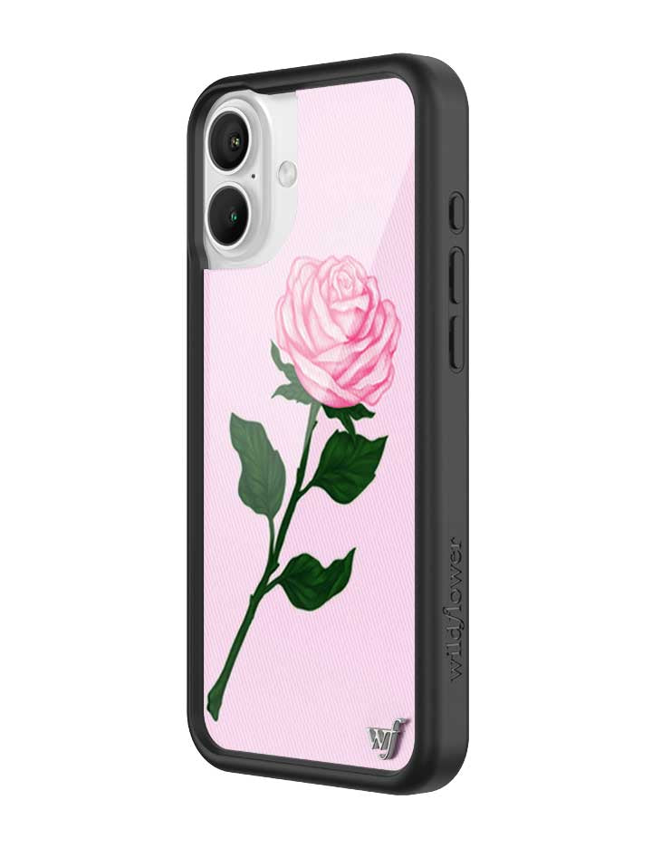 Pink Rose iPhone Case with Protective Black Rubber Bumper