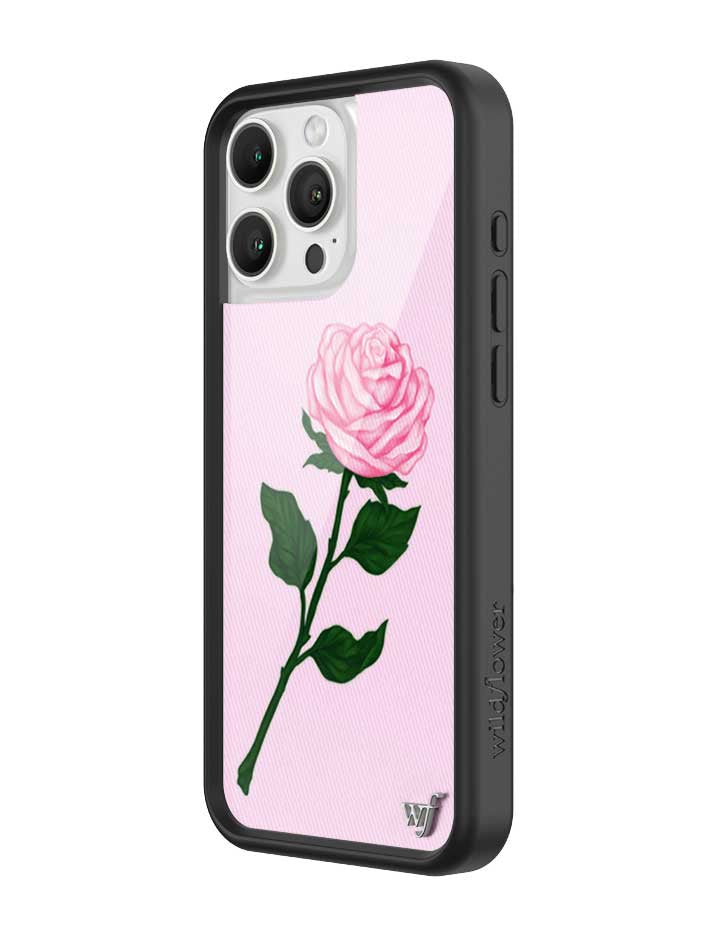 Pink Rose iPhone Case with Protective Black Rubber Bumper