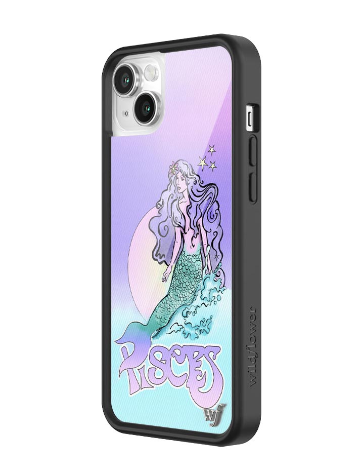 Pisces Mermaid iPhone Case in Purple Baby Pink and Turquoise