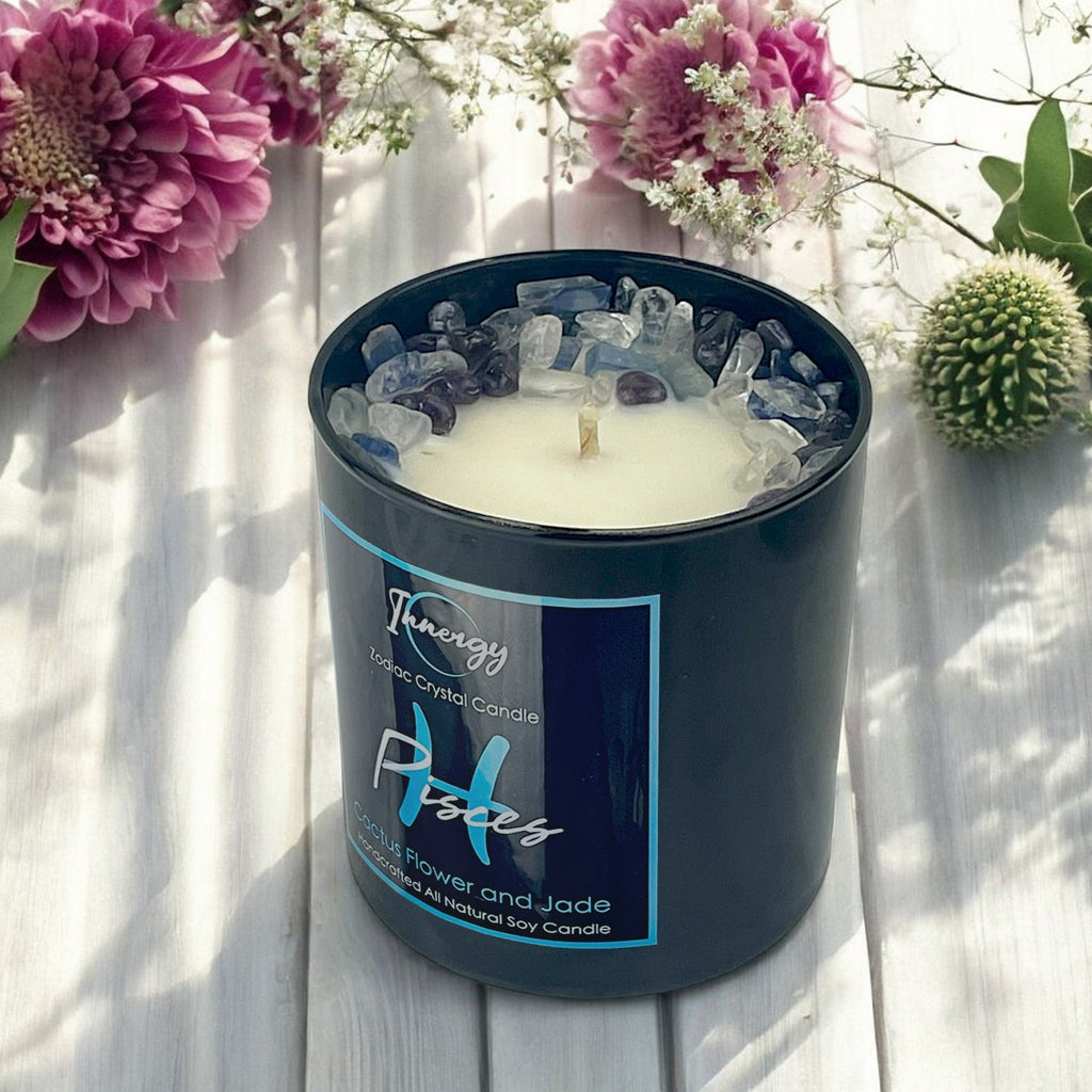 Pisces Zodiac Crystal Candle, 10oz