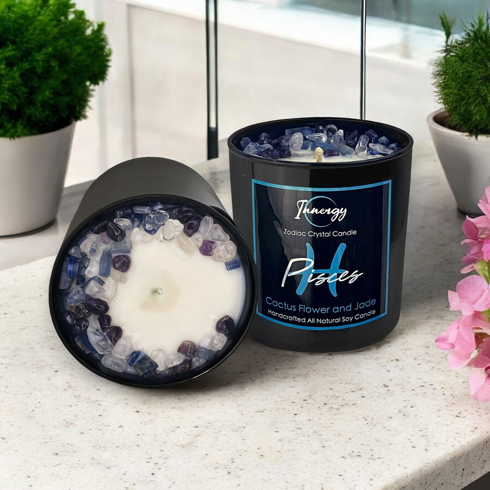 Pisces Zodiac Crystal Candle, 10oz