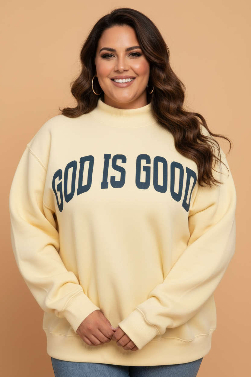 Plus Size JESUS/GOD IS GOOD Letter Print Sweatshirt