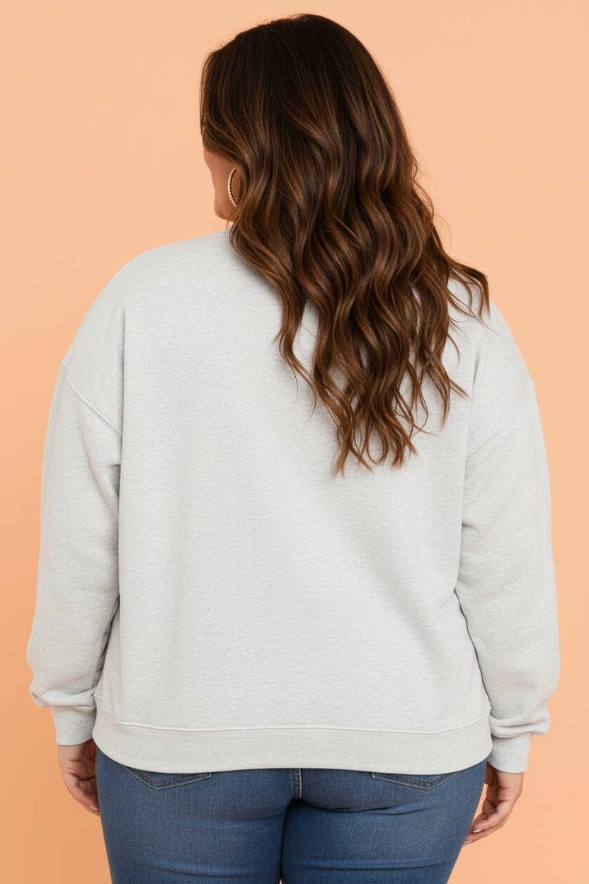 Plus Size WWJD Letter Patch Exposed Seam Sweatshirt
