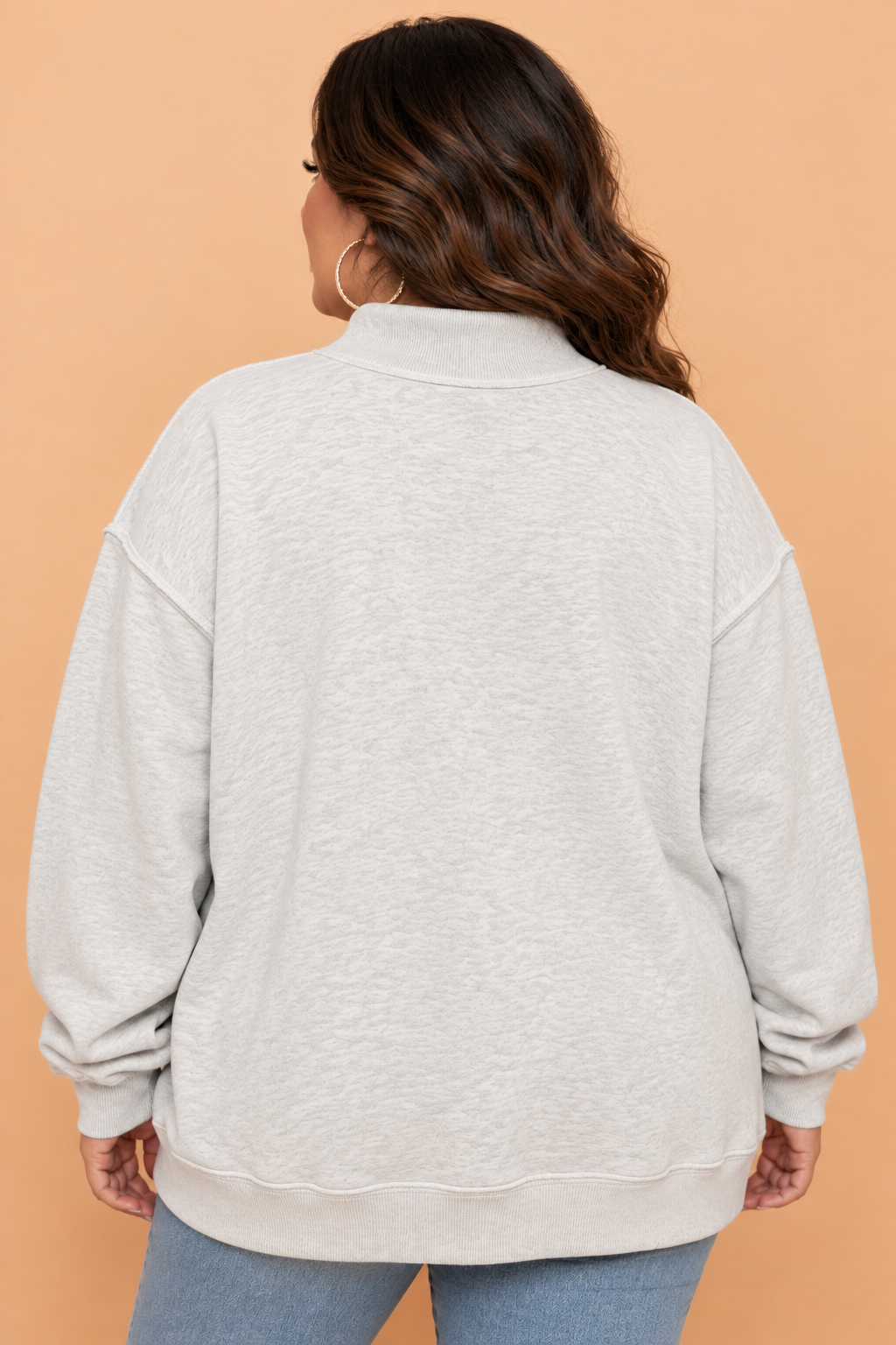Plus Size Christmas MERRY Letter Print Mock Neck Sweatshirt
