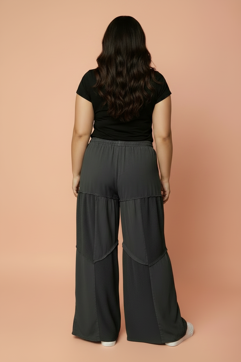 Plus Size Mineral Wash Exposed Seam Drawstring Pants