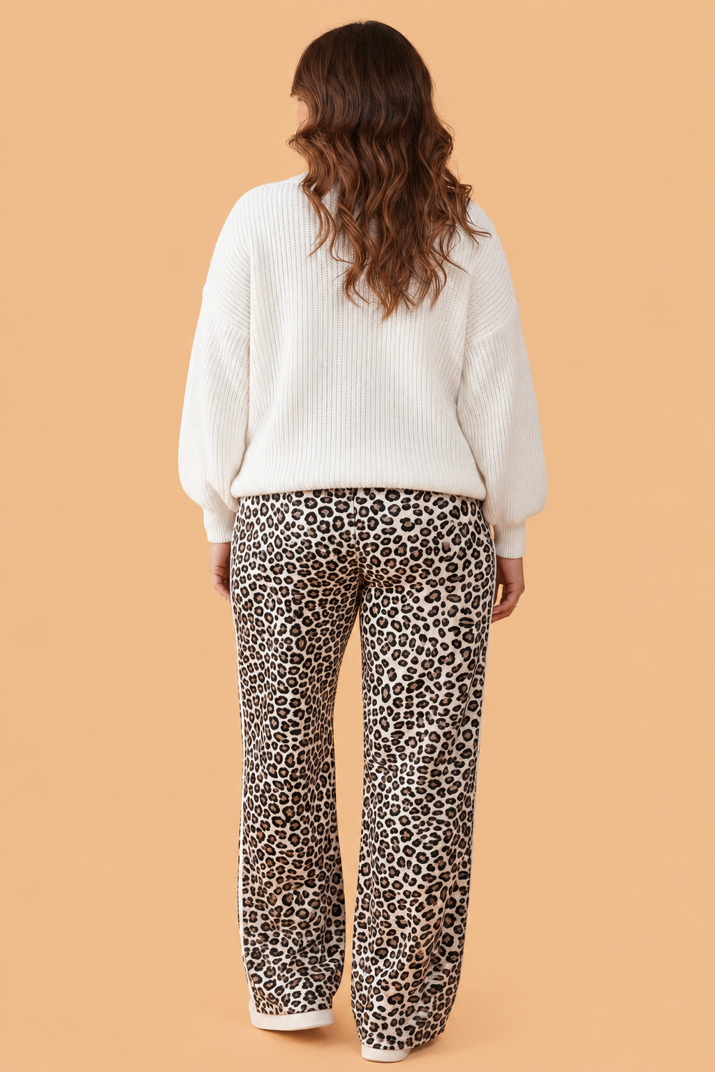 Plus Size Leopard Side Stripe Wide Leg Pants