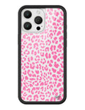 Meow pink iPhone case featuring animal print design with silver signature hardware detail
