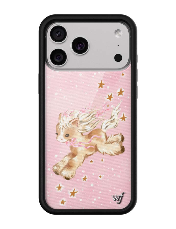 Pony Dreams iPhone case with a cute pony on a pink starry background