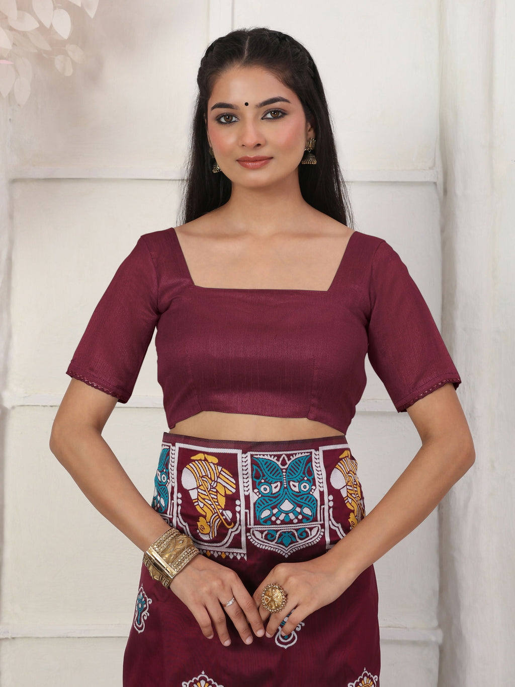 Shree Shyam Fashion Silk Blend Wine Saree