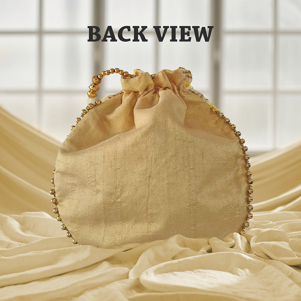 Handcrafted Embroidered Potli Bag with Pearl Beads for Weddings