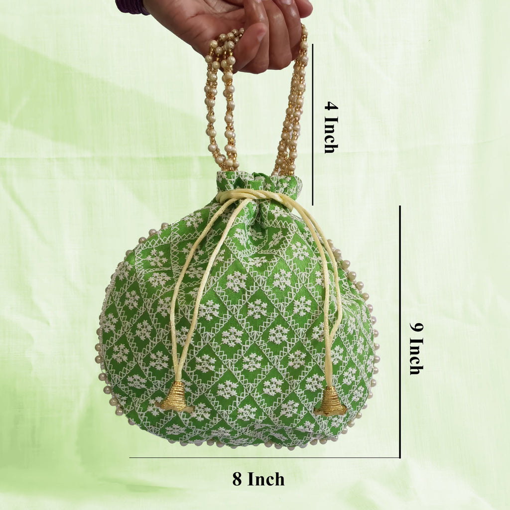 Embroidered Handcrafted Wedding Potli Bag with Beaded Accents