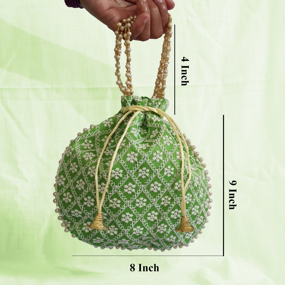 Embroidered Handcrafted Wedding Potli Bag with Beaded Accents
