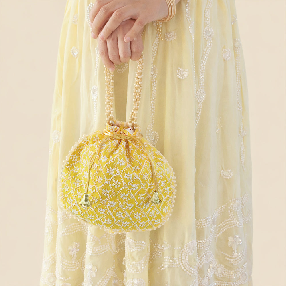 Handcrafted Embroidered Potli Bag with Beads for Weddings