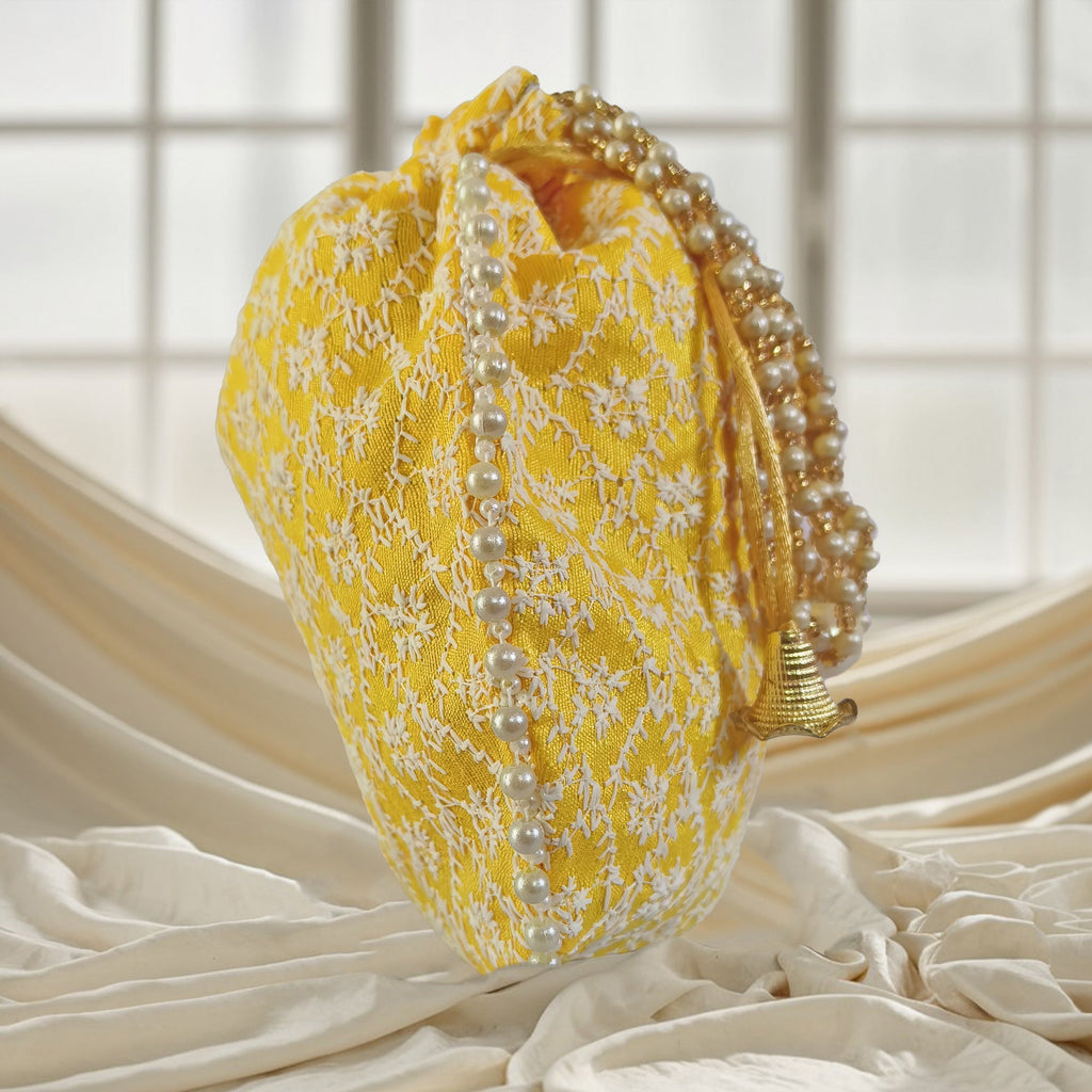 Handcrafted Embroidered Potli Bag with Beads for Weddings