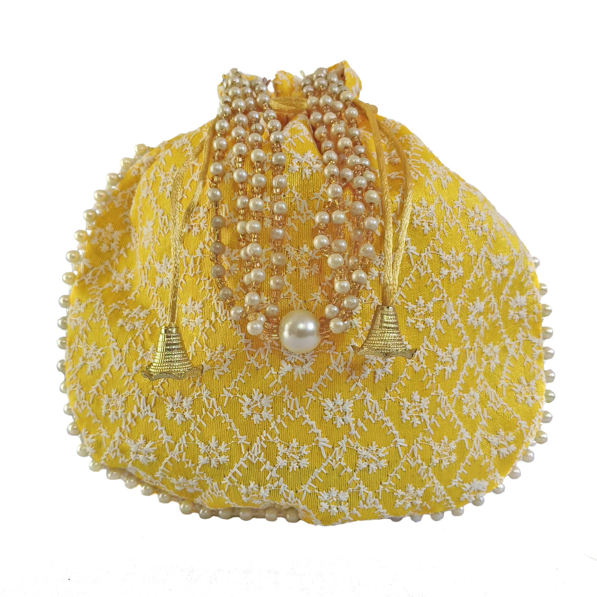 Handcrafted Embroidered Potli Bag with Beads for Weddings