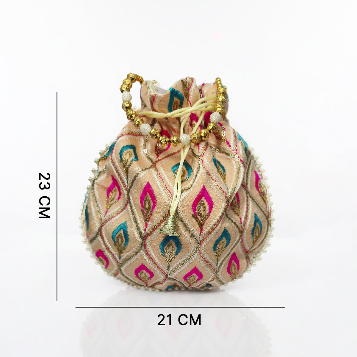 Embroidered Handcrafted Wedding Potli Bag with Beaded Accents