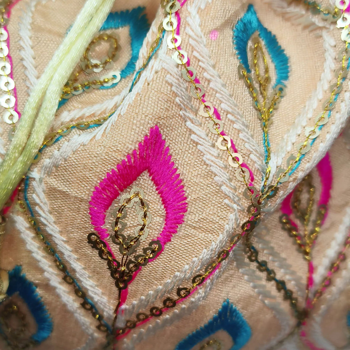 Embroidered Handcrafted Wedding Potli Bag with Beaded Accents