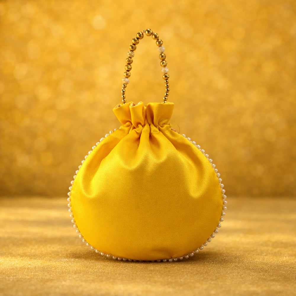 Embroidered Handcrafted Wedding Potli Bag with Beaded Accents